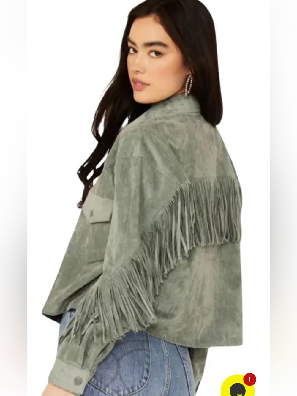 Blank NYC Olive Fringe Suede Crop Jacket